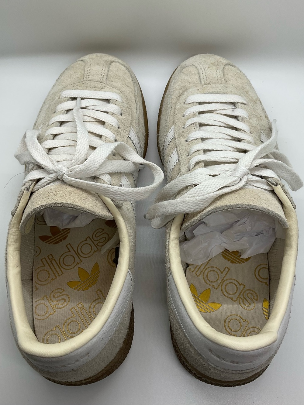 Adidas HANDBALL SPEZIAL SHOES Sneakers Cream Suede Gum Sole Mens 5.5 / W 6.5 - Picture 8 of 9